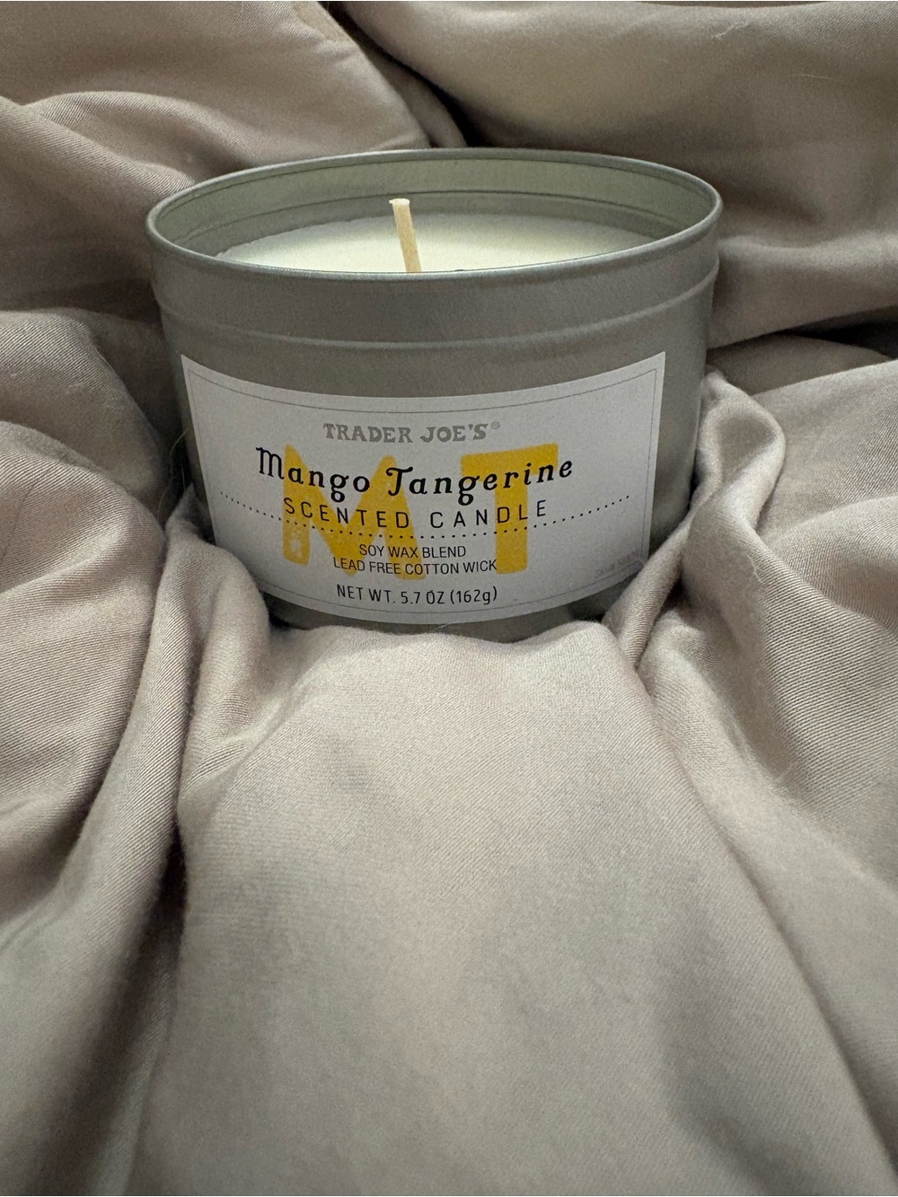 Trader Joe's Mango Tangerine Scented Candle - Gray Tin